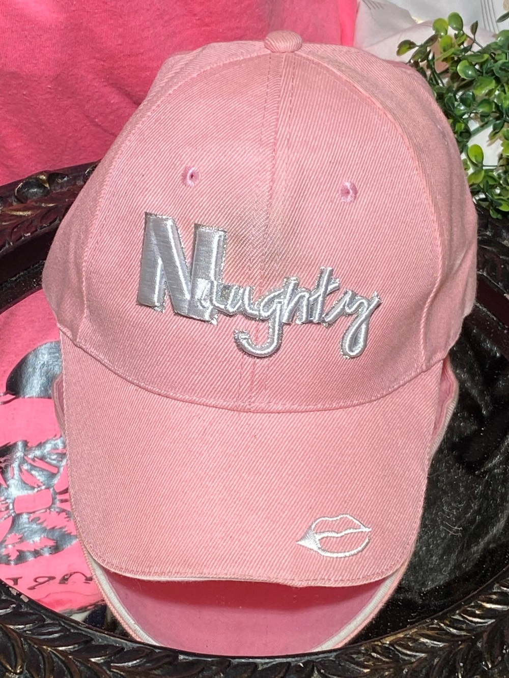 Pink 'Naughty' Embroidered Baseball Cap